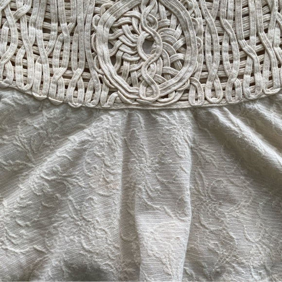 Free People jacquard knit cottagecore peplum top - cream - size xs - Picture 16 of 16